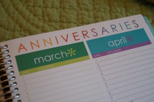 bdays and anniversaries